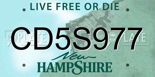 CD5S977 New Hampshire License Plate