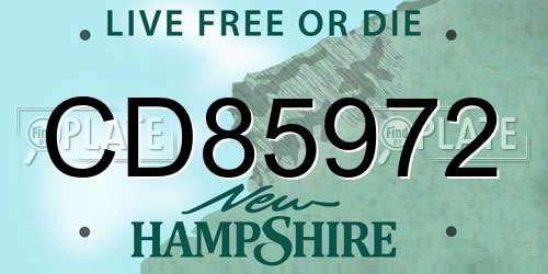 CD85972 New Hampshire License Plate