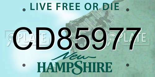 CD85977 New Hampshire License Plate