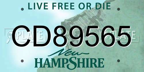 CD89565 New Hampshire License Plate