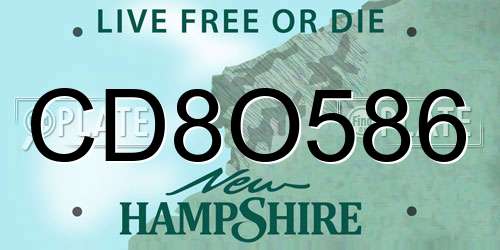 CD8O586 New Hampshire License Plate