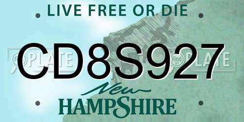 CD8S927 New Hampshire License Plate