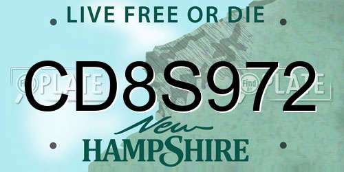 CD8S972 New Hampshire License Plate