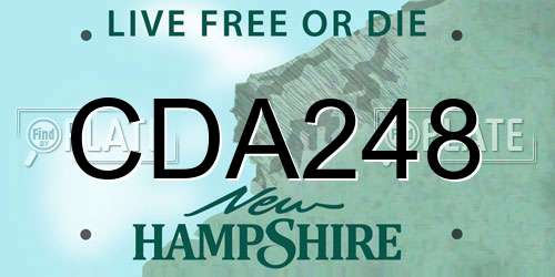 CDA248 New Hampshire License Plate
