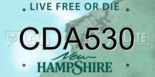 CDA530 New Hampshire License Plate
