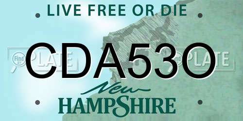 CDA53O New Hampshire License Plate