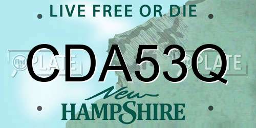 CDA53Q New Hampshire License Plate