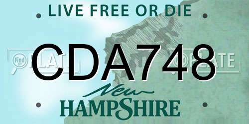 CDA748 New Hampshire License Plate