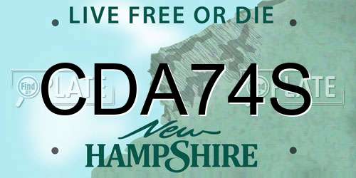 CDA74S New Hampshire License Plate