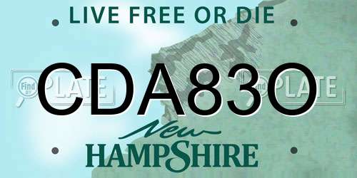 CDA83O New Hampshire License Plate