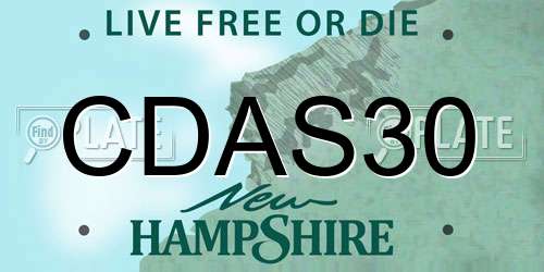 CDAS30 New Hampshire License Plate
