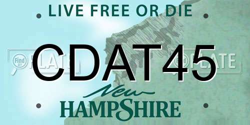 CDAT45 New Hampshire License Plate