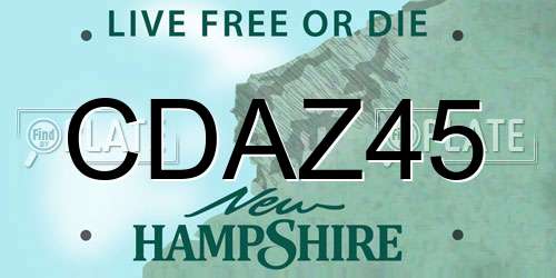 CDAZ45 New Hampshire License Plate