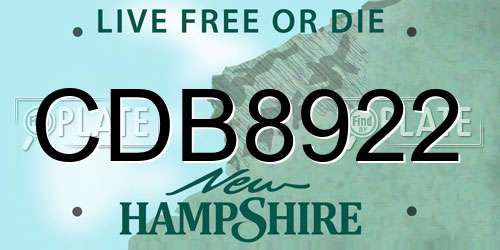 CDB8922 New Hampshire License Plate