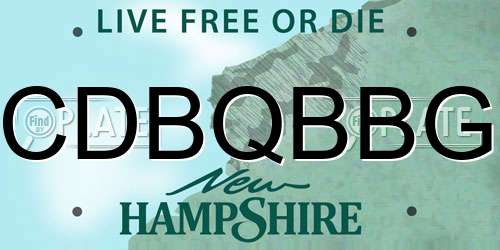 CDBQBBG New Hampshire License Plate