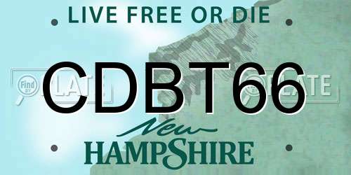 CDBT66 New Hampshire License Plate