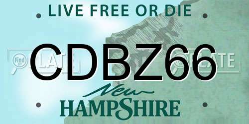CDBZ66 New Hampshire License Plate