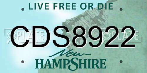 CDS8922 New Hampshire License Plate
