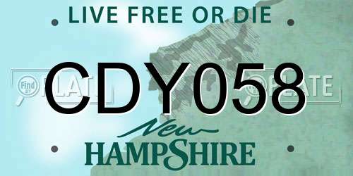 CDY058 New Hampshire License Plate
