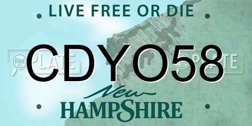 CDYO58 New Hampshire License Plate