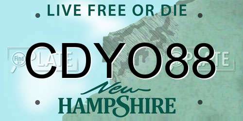 CDYO88 New Hampshire License Plate