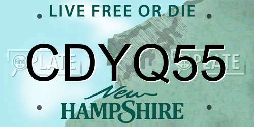 CDYQ55 New Hampshire License Plate