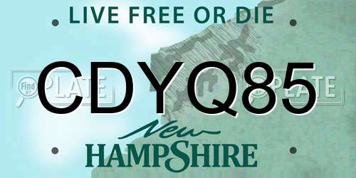 CDYQ85 New Hampshire License Plate