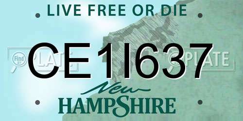 CE1I637 New Hampshire License Plate