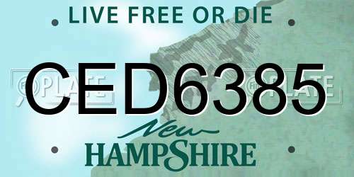 CED6385 New Hampshire License Plate