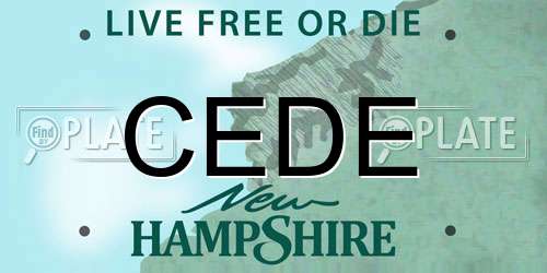 CEDE New Hampshire License Plate