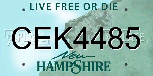 CEK4485 New Hampshire License Plate
