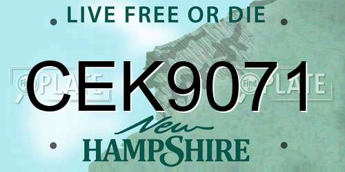 CEK9071 New Hampshire License Plate