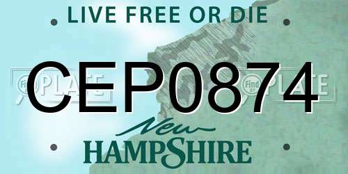 CEP0874 New Hampshire License Plate