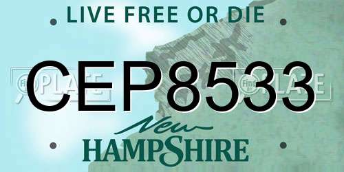 CEP8533 New Hampshire License Plate