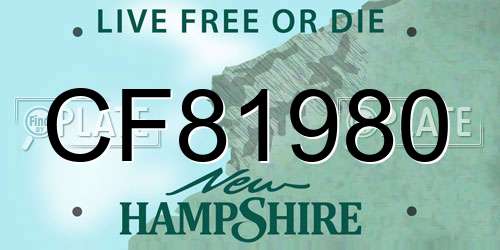 CF81980 New Hampshire License Plate