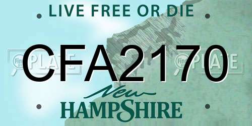 CFA2170 New Hampshire License Plate