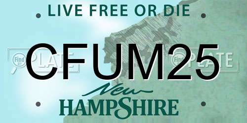 CFUM25 New Hampshire License Plate