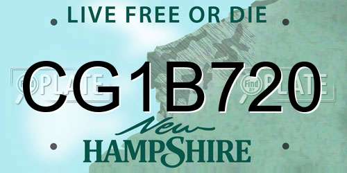 CG1B720 New Hampshire License Plate