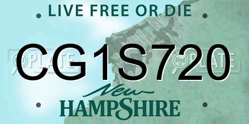 CG1S720 New Hampshire License Plate