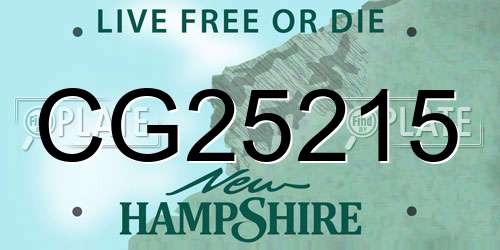 CG25215 New Hampshire License Plate