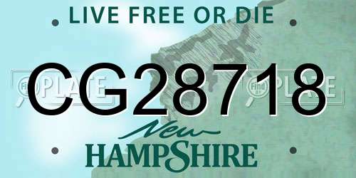 CG28718 New Hampshire License Plate