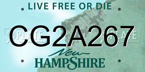 CG2A267 New Hampshire License Plate