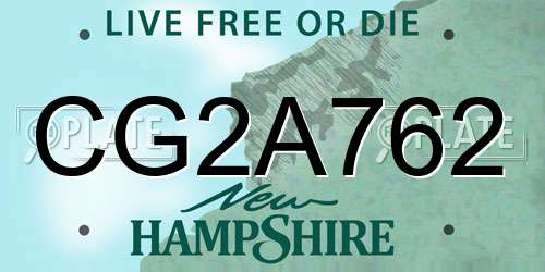 CG2A762 New Hampshire License Plate
