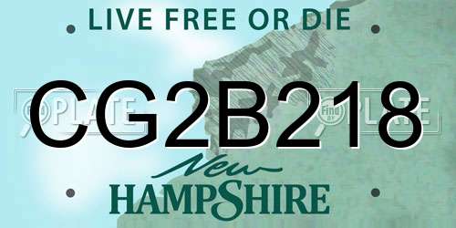 CG2B218 New Hampshire License Plate