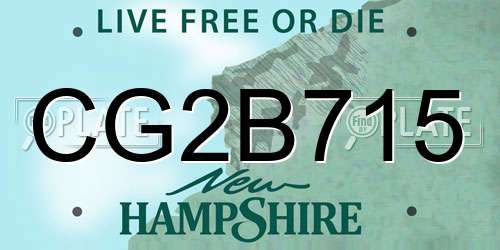 CG2B715 New Hampshire License Plate