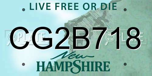 CG2B718 New Hampshire License Plate