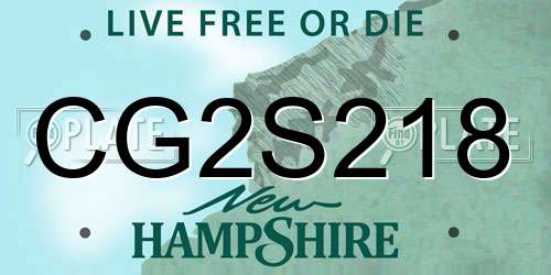 CG2S218 New Hampshire License Plate