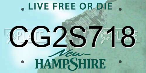 CG2S718 New Hampshire License Plate