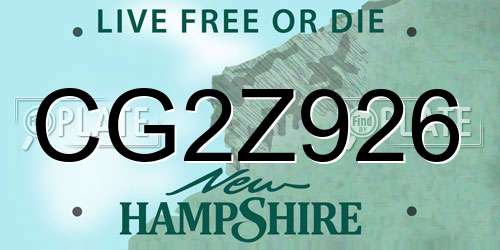 CG2Z926 New Hampshire License Plate