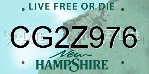 CG2Z976 New Hampshire License Plate